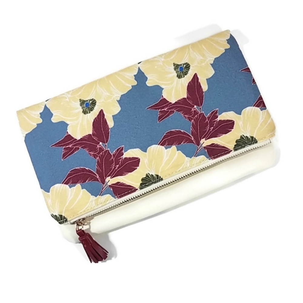Rachel Rally Bloom Floral Reversible Clutch Tassel
